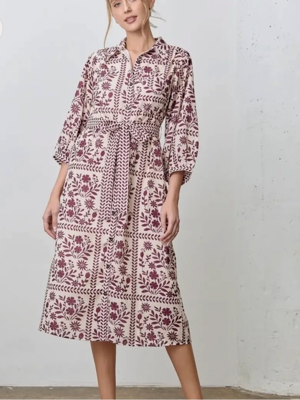 NWT ⛱️Polagram - Elara Floral Print Button-Down Midi Dress - 1X